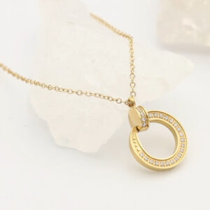 C-Shaped Zircon Pendant Necklace - Image 3