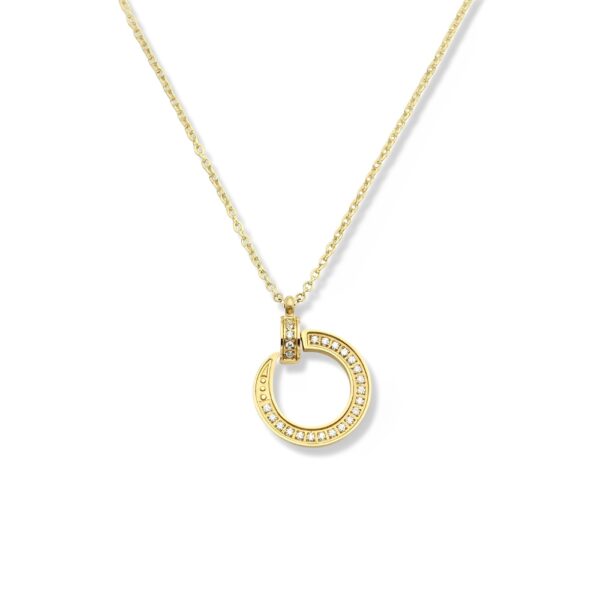 C-Shaped Zircon Pendant Necklace