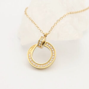 C-Shaped Zircon Pendant Necklace - Image 2