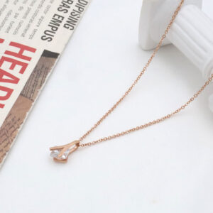 Inverted Y-Shaped Zircon Pendant Necklace - Image 2