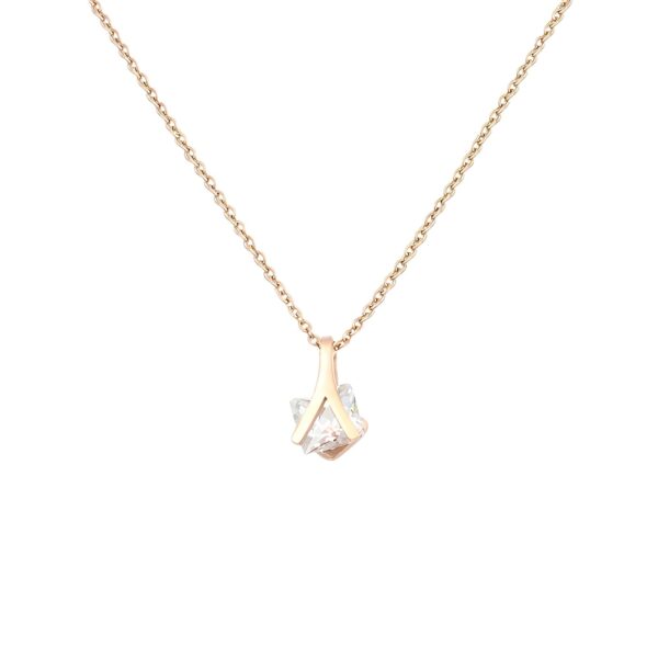 Inverted Y-Shaped Zircon Pendant Necklace