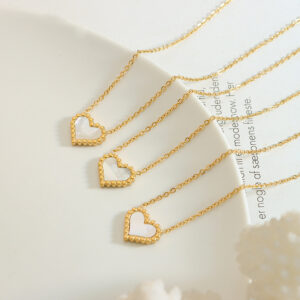 Heart-Shaped White Shell Pendant Necklace - Image 3