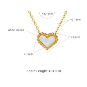 Heart-Shaped White Shell Pendant Necklace - Image 2