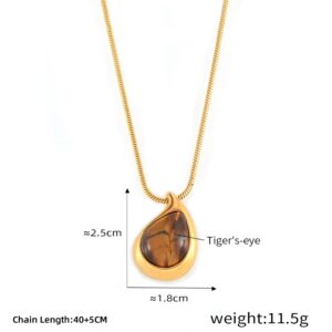 Double Layered Tiger Eye Stone Pendant Necklace - Image 2