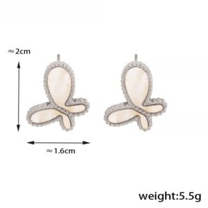 White Shell Butterfly Stud Earrings - Image 4