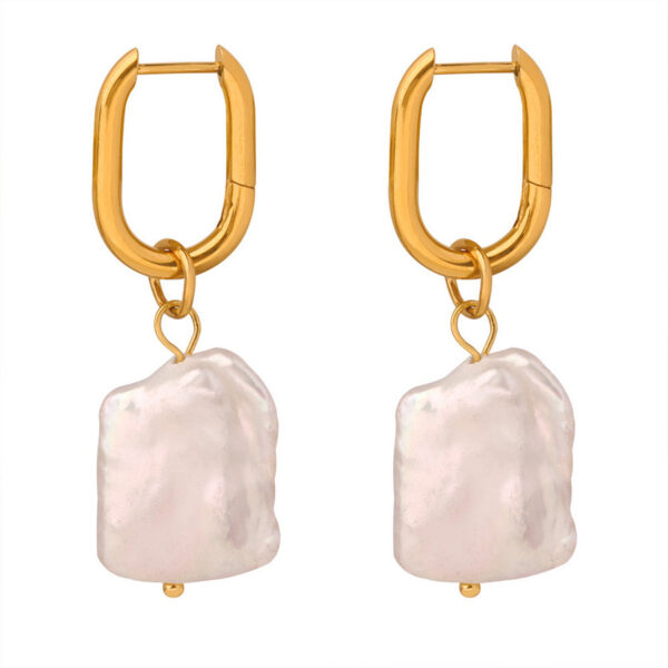 Irregular Pearl Hoop Earrings