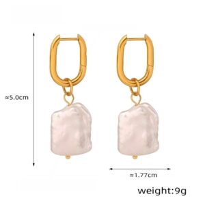 Irregular Pearl Hoop Earrings - Image 2