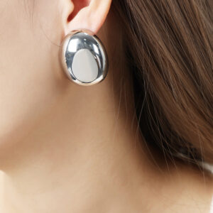 Oval Shaped Stud Earrings - Image 3