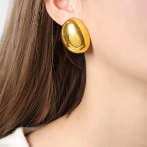 Oval Shaped Stud Earrings - Image 2