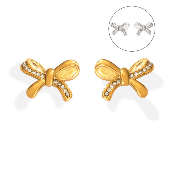 Zircon Bow Stud Earrings