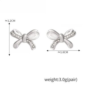 Zircon Bow Stud Earrings - Image 4