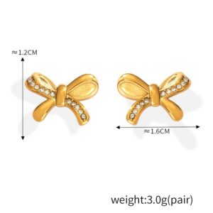 Zircon Bow Stud Earrings - Image 3