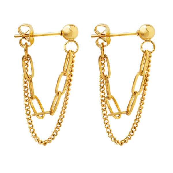 Double-Layer Chain Stud Earrings