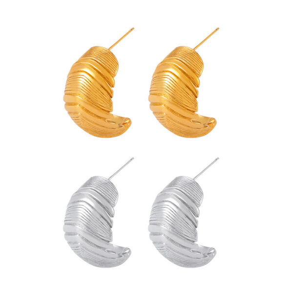 Feather-Shaped Stud Earrings