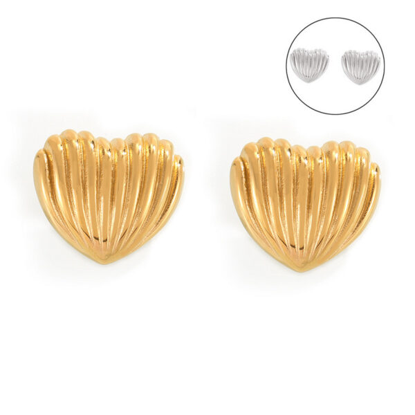 Heart Stripe Stud Earrings