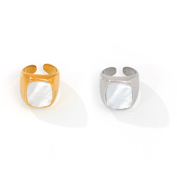 Square White Seashell Ring