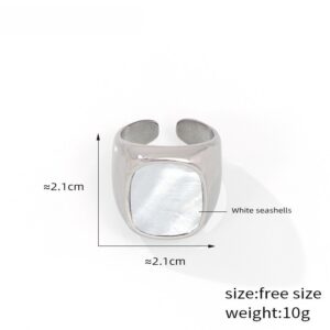 Square White Seashell Ring - Image 4