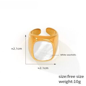 Square White Seashell Ring - Image 3