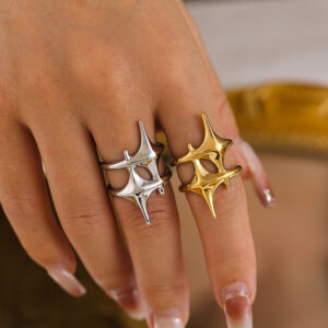 Double-Layered Cross Star Ring - Image 2