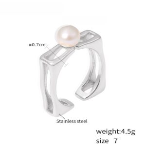 Square Hollow Pearl Ring - Image 4