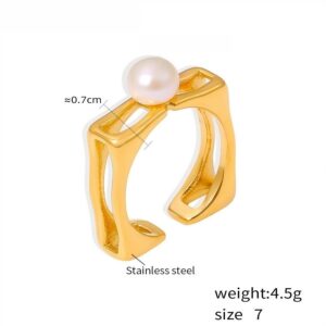 Square Hollow Pearl Ring - Image 3