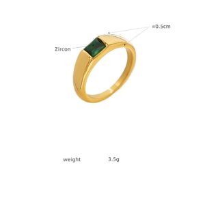 Minimalist Rectangular Green Zircon Ring - Image 4