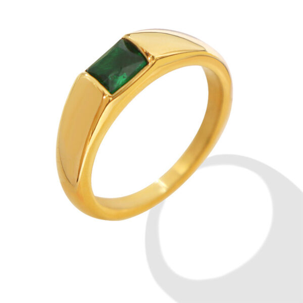 Minimalist Rectangular Green Zircon Ring