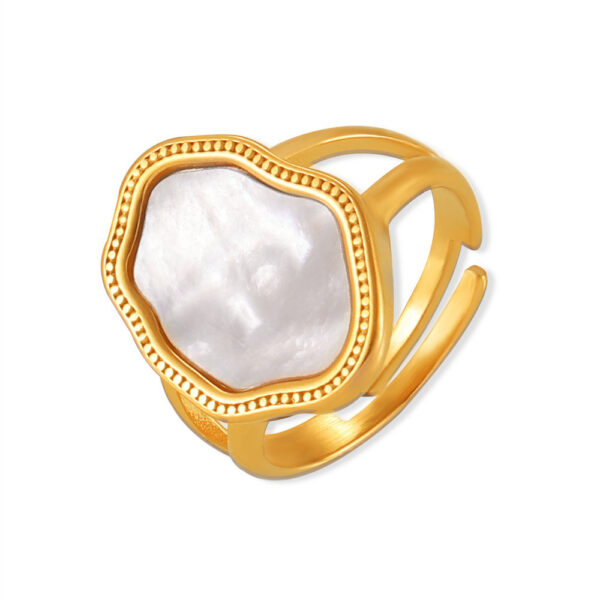 Irregular White Seashell Open Ring