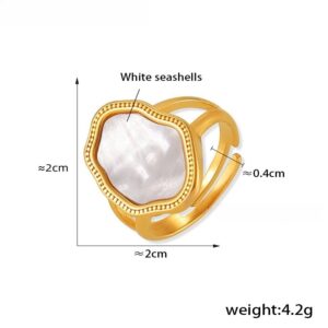 Irregular White Seashell Open Ring - Image 3