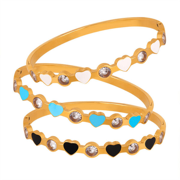 Zirconia Colored Heart Bangle