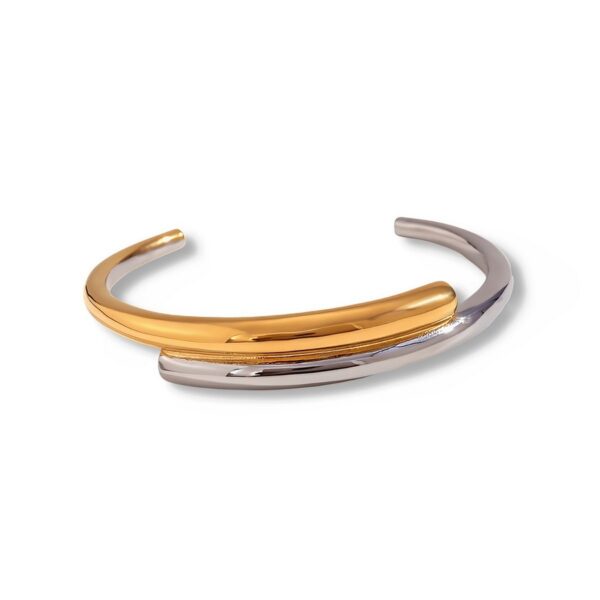 Dual-Layer Interlocking Open-Cuff Bracelet