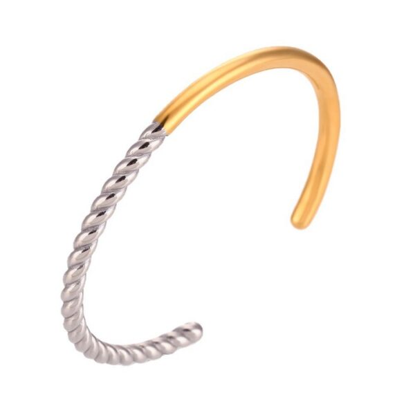 Two-Tone Twist Open Bangle