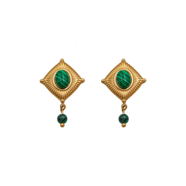 Malachite Diamond-Shaped Earrings