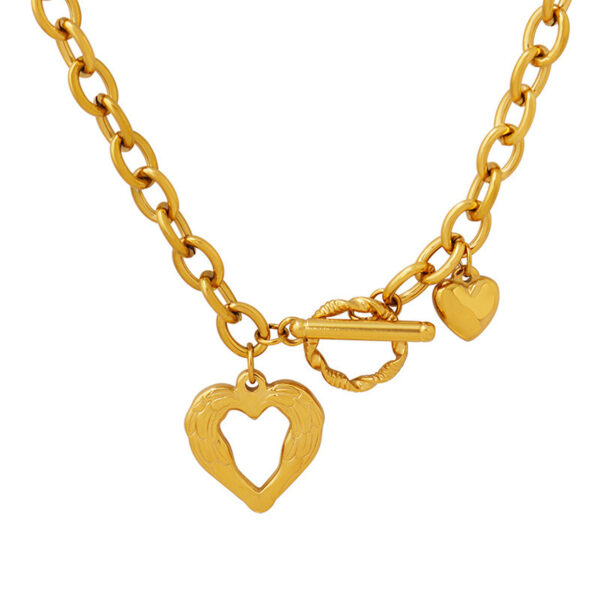 OT Buckle Hollow Heart Pendant Necklace