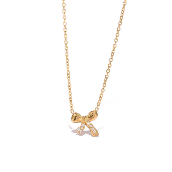 Bow Zircon Pendant Necklace