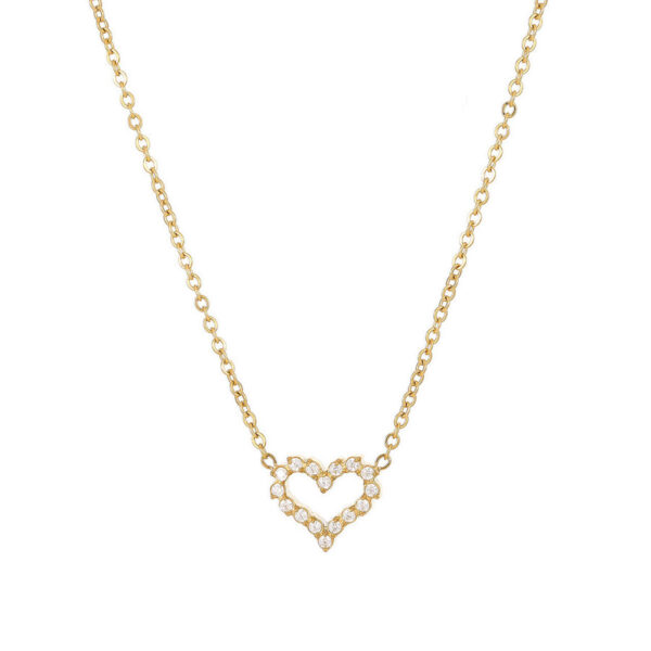 Hollow Heart Zircon Necklace